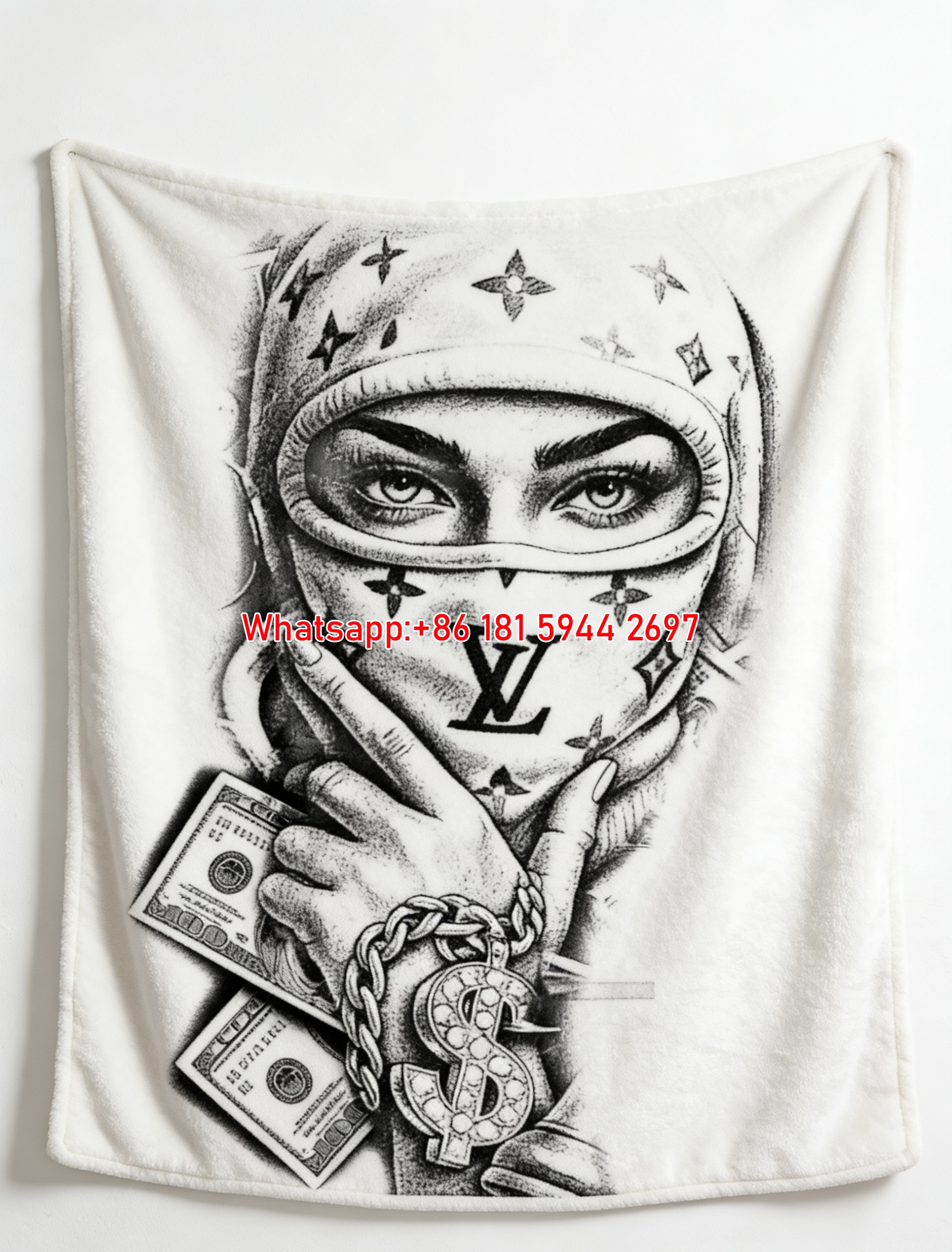 Gangsta LV Money Flannel Throw Blanket 341